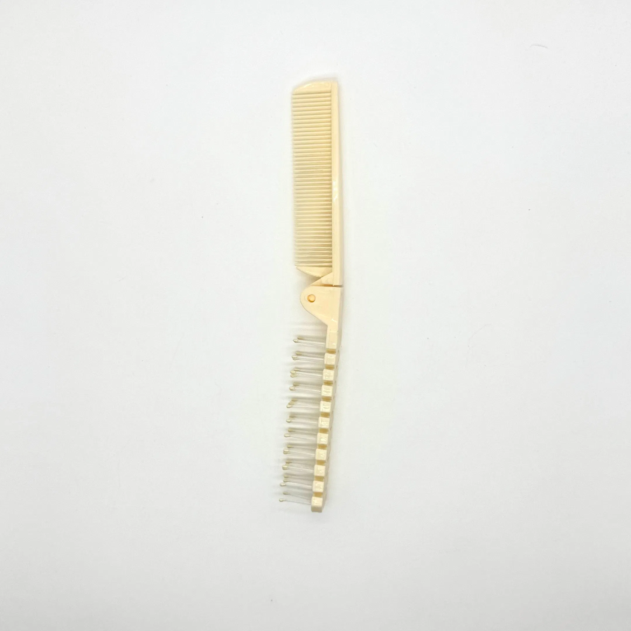 Beige Plastic Double Toothed Folding Comb 07