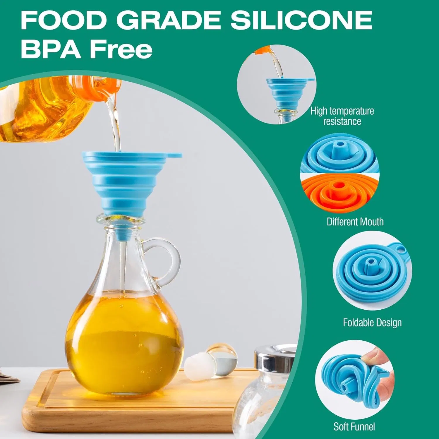 Kitchen Silicone Foldable Strainer Small and Large, Flexible Foldable Cooking