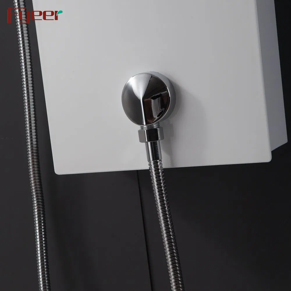 Fyeer White Painting Hydro Massage Corner Shower Panel with LED Lights