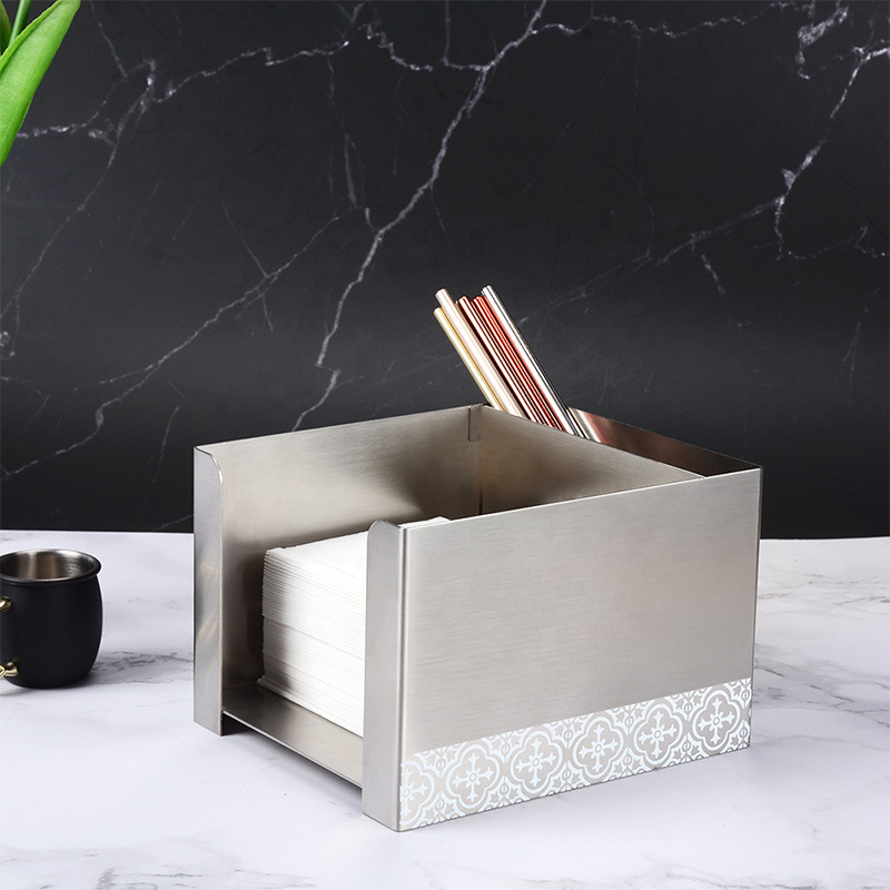 Multi Functional Stainless Steel Bar Tidy Kitchen Dispenser Metal Napkin Holder Bar Organizer Bar Caddy for Chateau De Laubade Davidoff