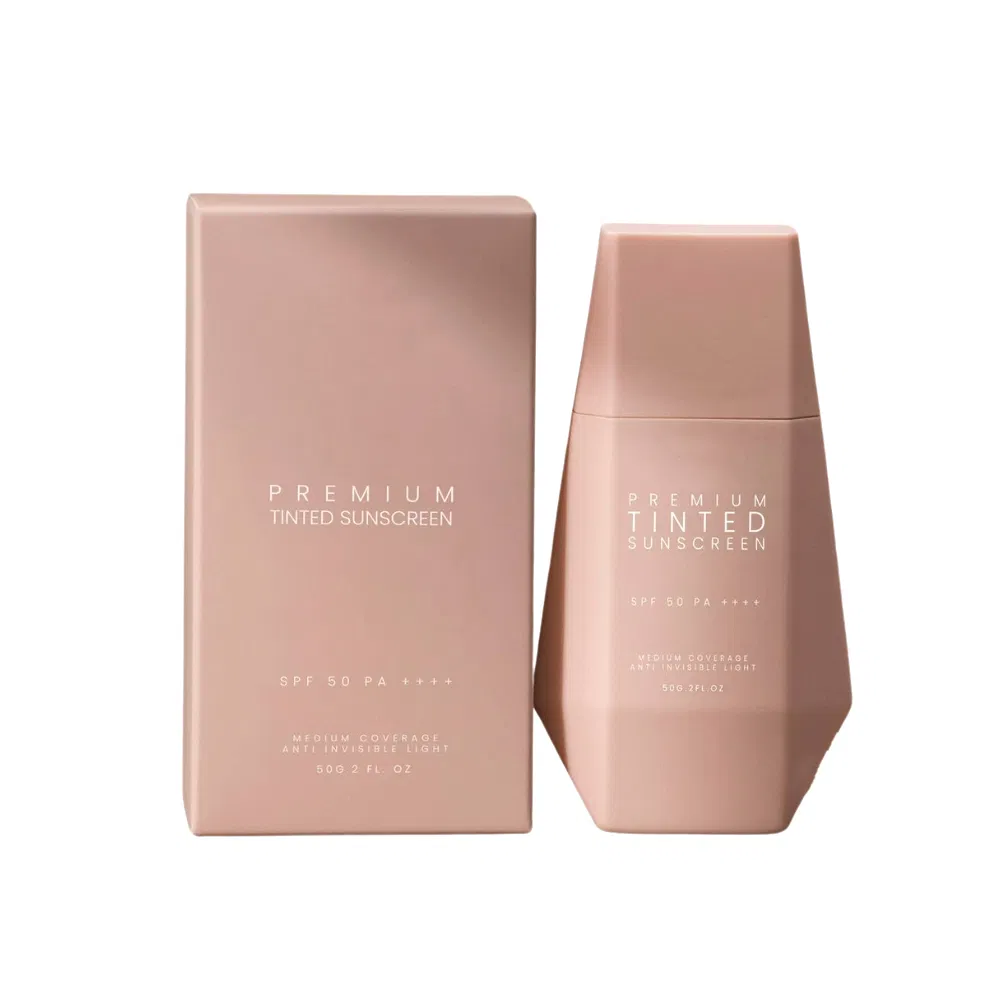Private Label Make up Base UV Clear Face Sunscreen SPF 50+ Oil Free Tinted Sun Screen with Zinc Oxide