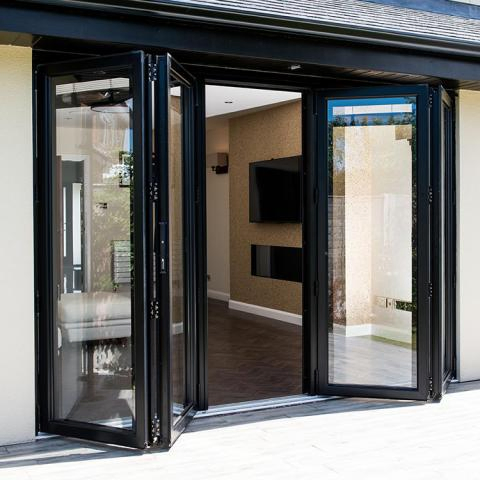 Exterior Interior Thermal Break Aluminum Bifold Glass Sliding Folding Accordion Door