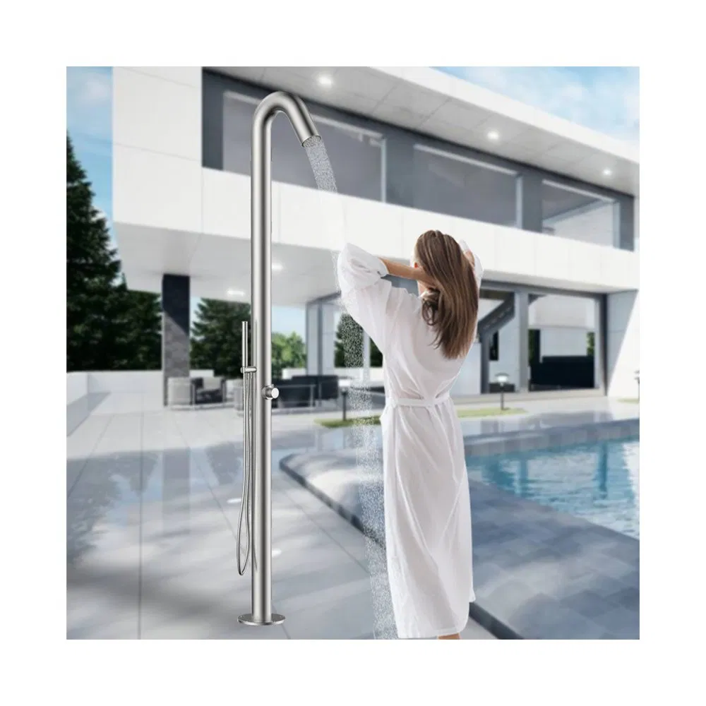 Premium Outdoor Shower with Stylish Brushed Stainless Steel Design