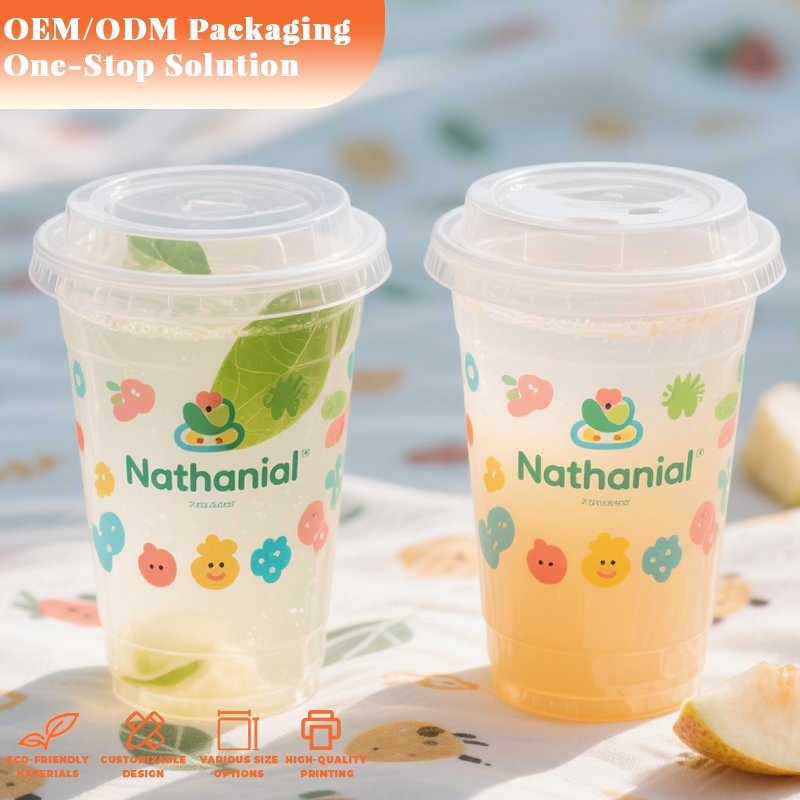 Пластиковые стаканы с логотипом на заказ, с крышкой