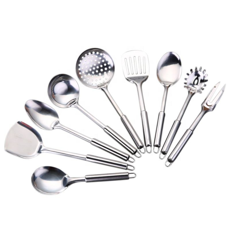 Wholesale Stainless Steel Kitchen Utensil Set Soup Skimmer Shovel Slotted Ladle Pot Accessories for Cooking Serving Food