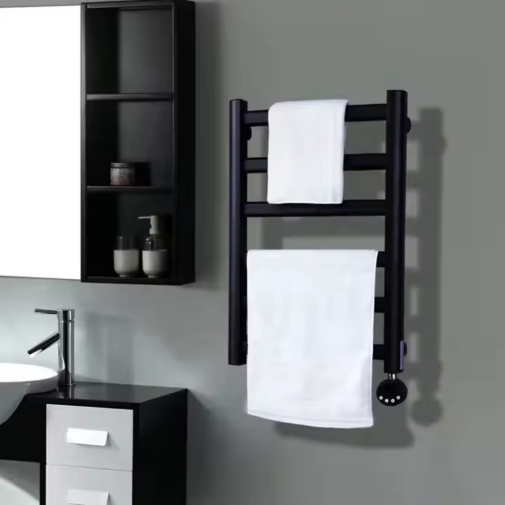 Premium Black Electric Heated Towel Rail for Cozy Bathrooms