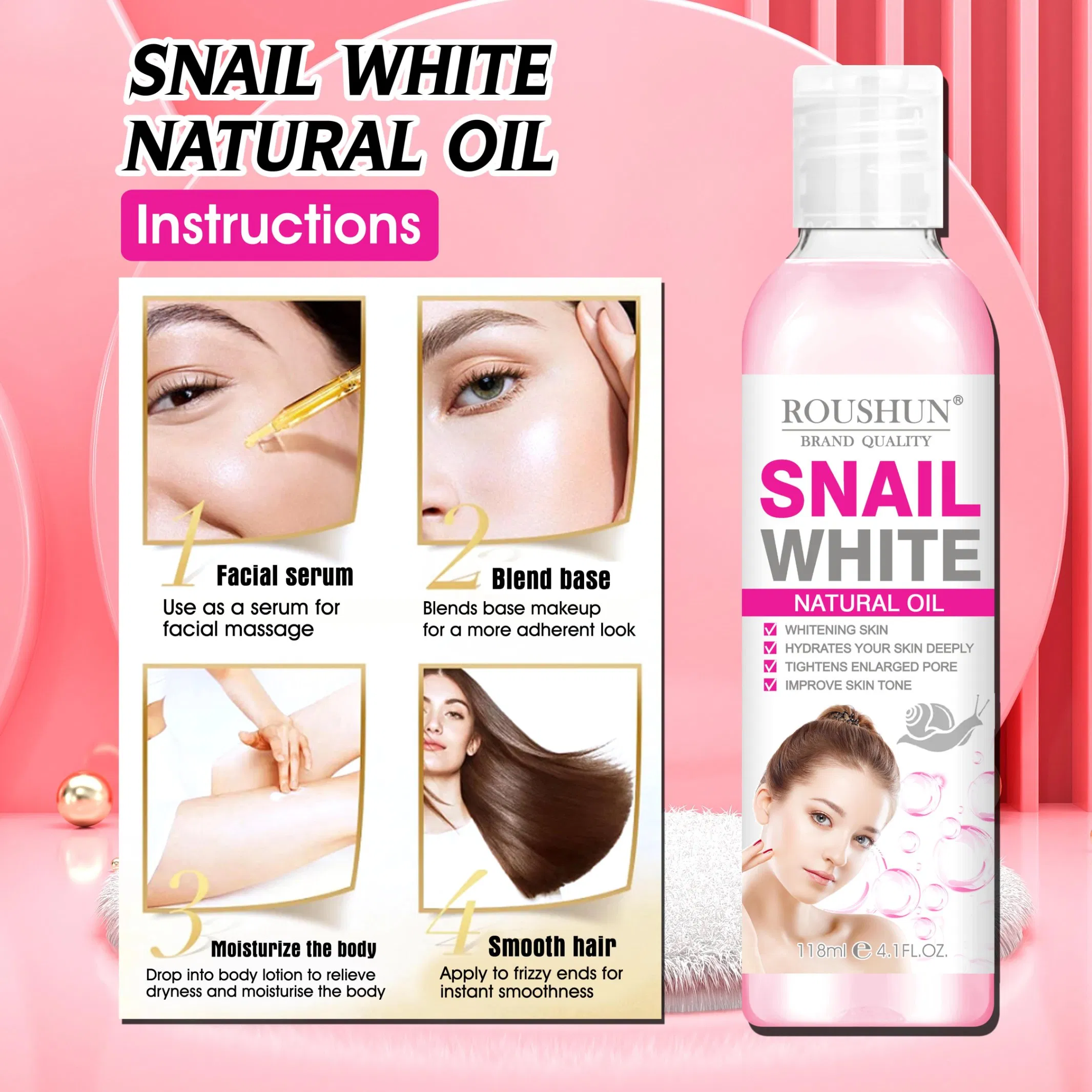 Roushun Snail White Natural Oil Whitening Skin Hydrate Your Skin Deeply