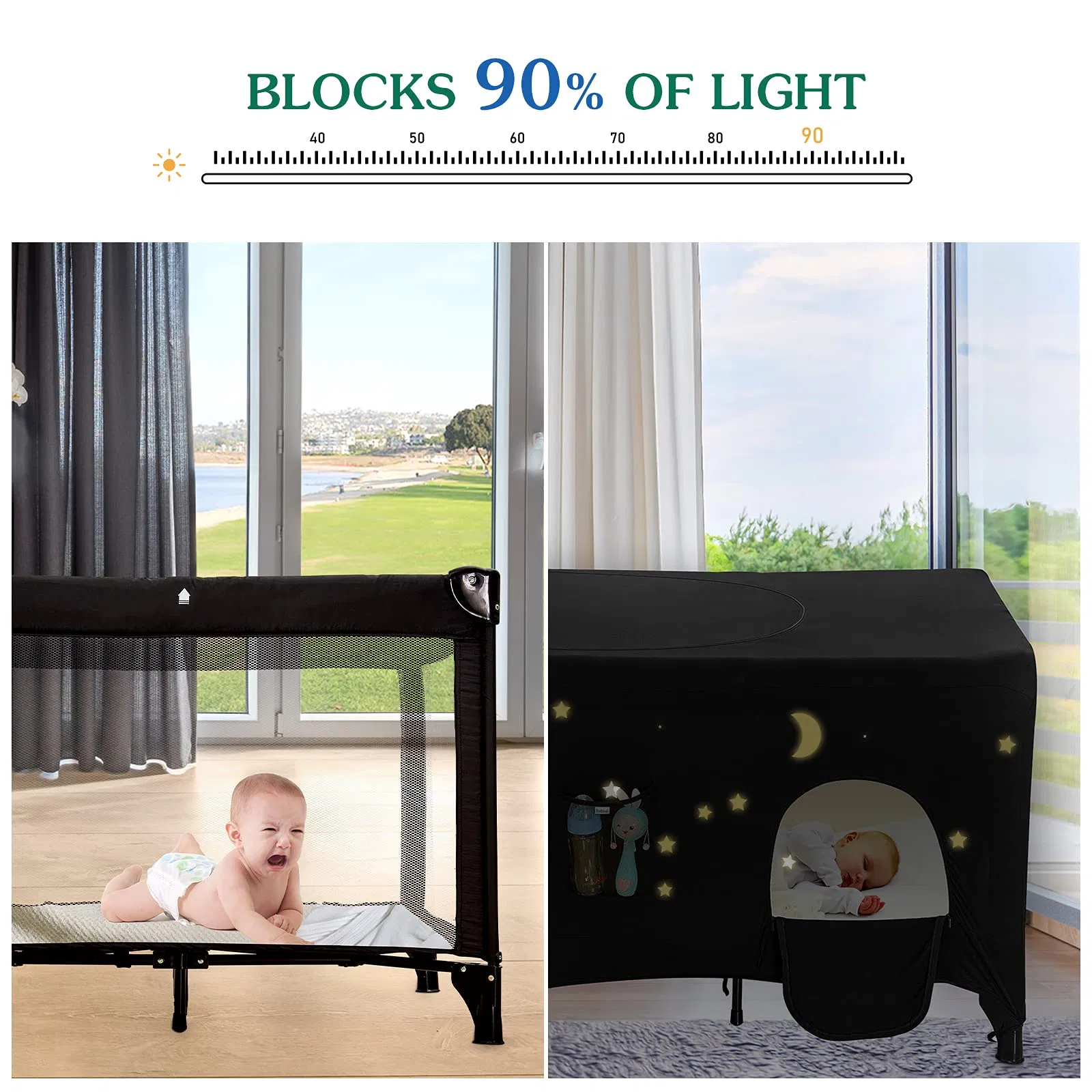 Baby Sleeping Tent Blackout Cover Baby Crib Tent Canopy Sleep Pod Mosquito Net