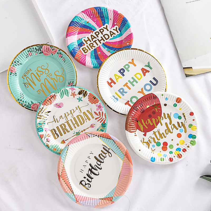 Factory Price 100% Degradable Round Eco-Friendly Birthday Party Celebrations Disposable Dessert Paper Plate