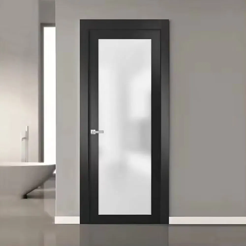 Fancy Design Waterproof Aluminum Glass Bathroom Doors Black Aluminum Doors Flash Glass Doors for Sale