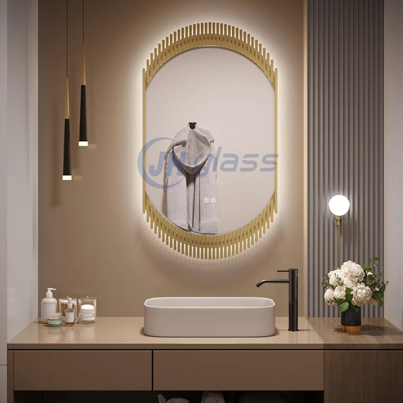 Home Decoration Metal Frame Back Light with Defog LED Bathroom Wall Mirror