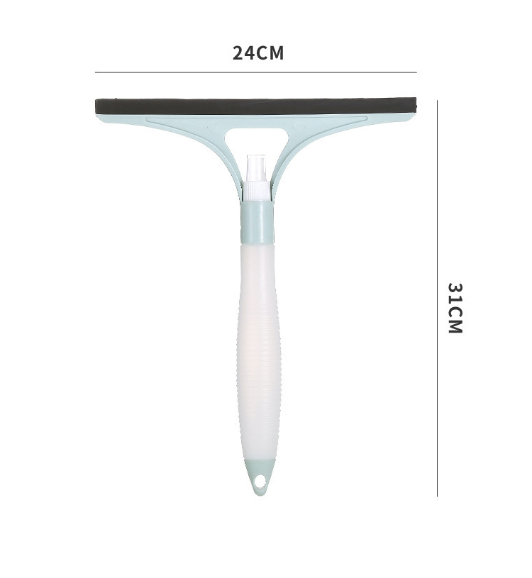 Household Window Cleaner Integrated Water Spray Glass Scraper Built-in Tool with Soft Plastic Squeegee
