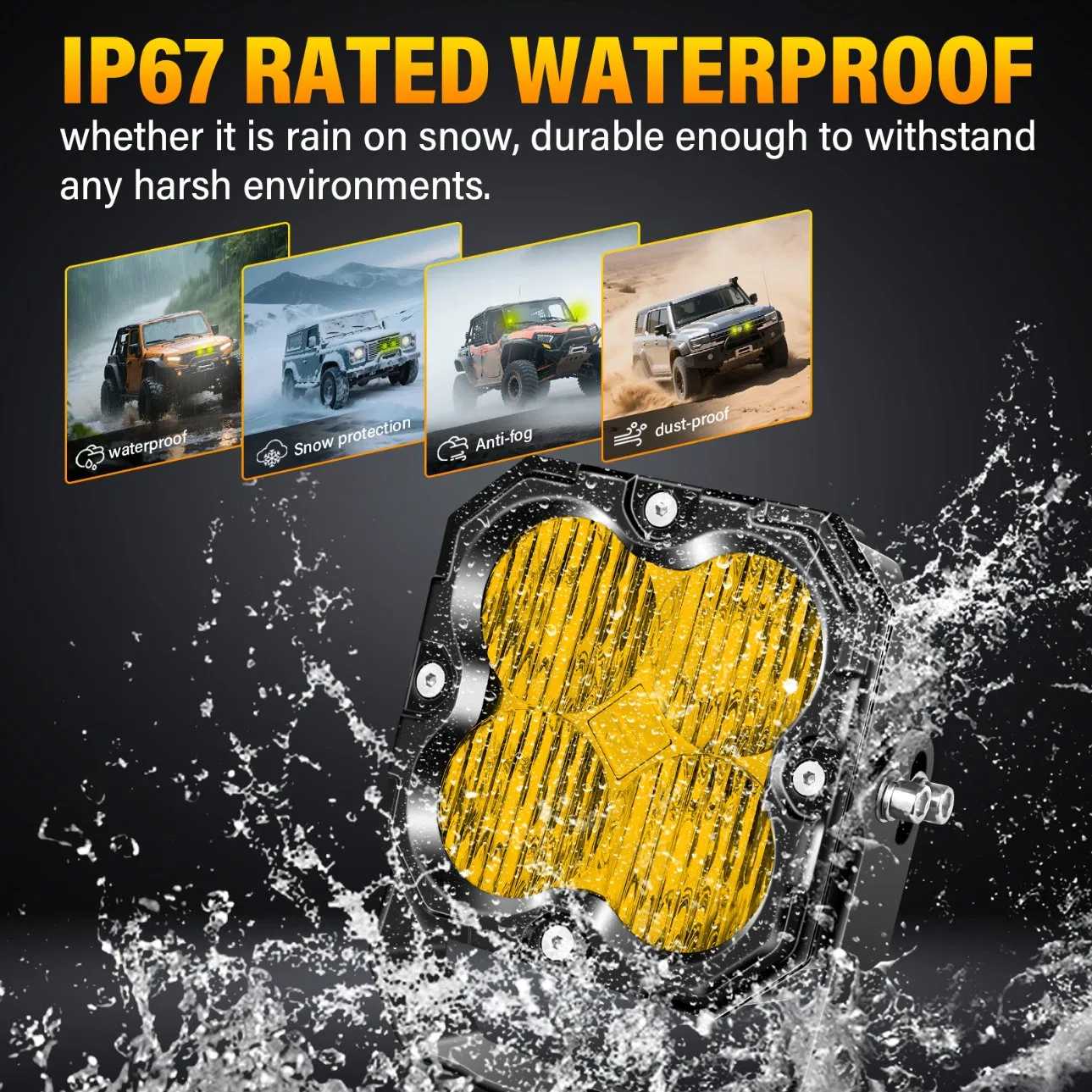 Светодиодный светильник 4.5" для джипа, желтый/белый