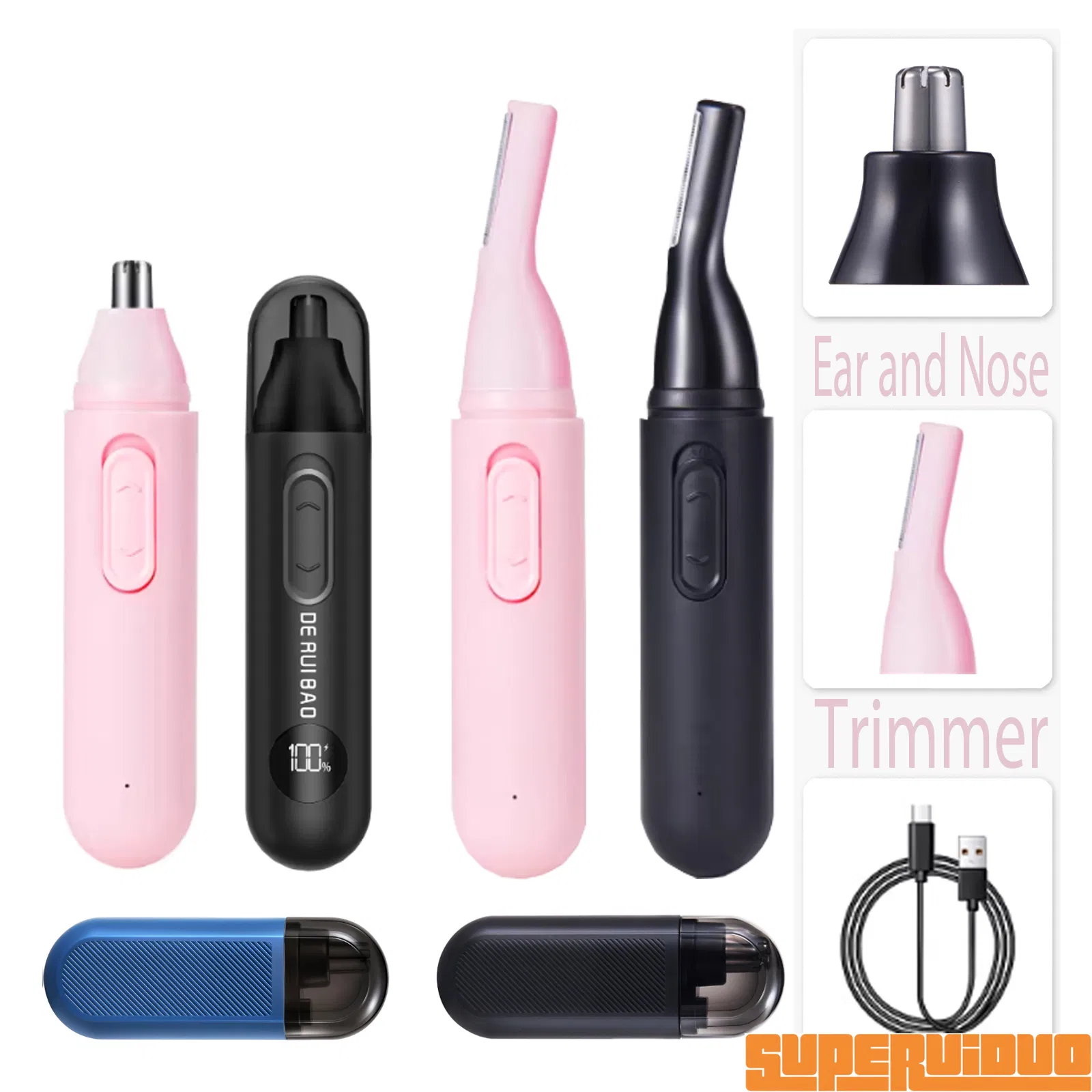 USB Rechargeable Power Displaying Nose Hair Trimmer