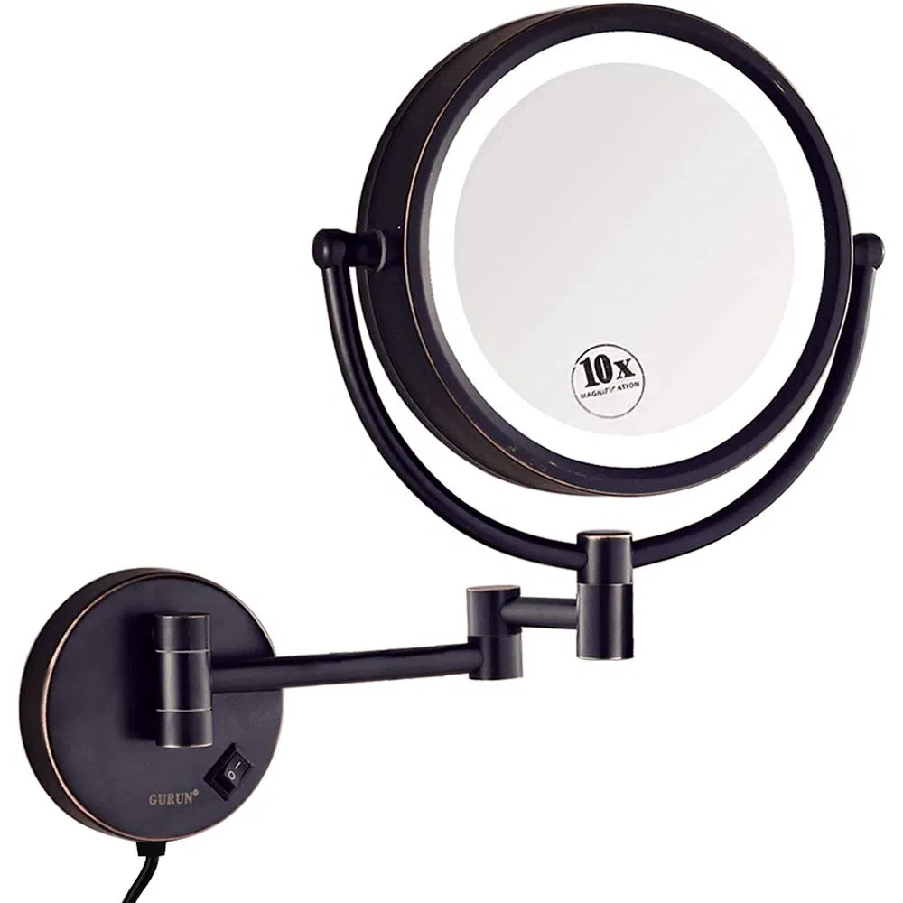 8.5 Inch Magnifying Makeup Mirror with 3 Tones LED Lights Double Sided Vanity Mirror for Bathroom with 10X Magnification