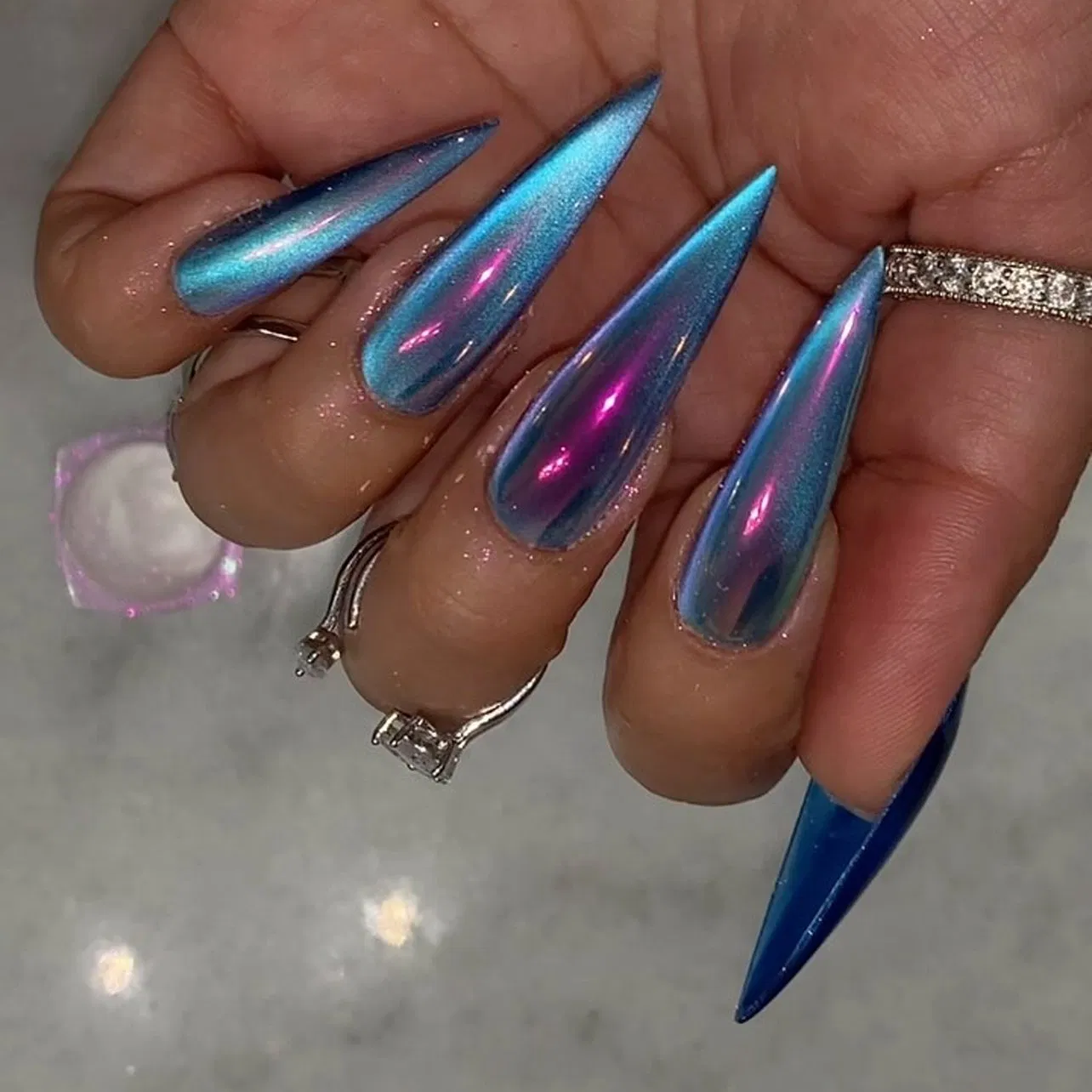 Electroplated False Nails Art Fancy Laser Super Long Fake Nails