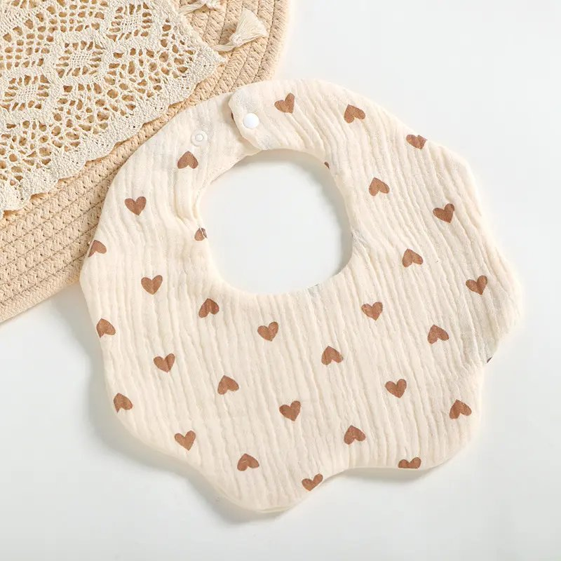 Bamboo Cotton Gauze Petal Saliva Towel Can Rotate 360 Degrees Newborn Bibs