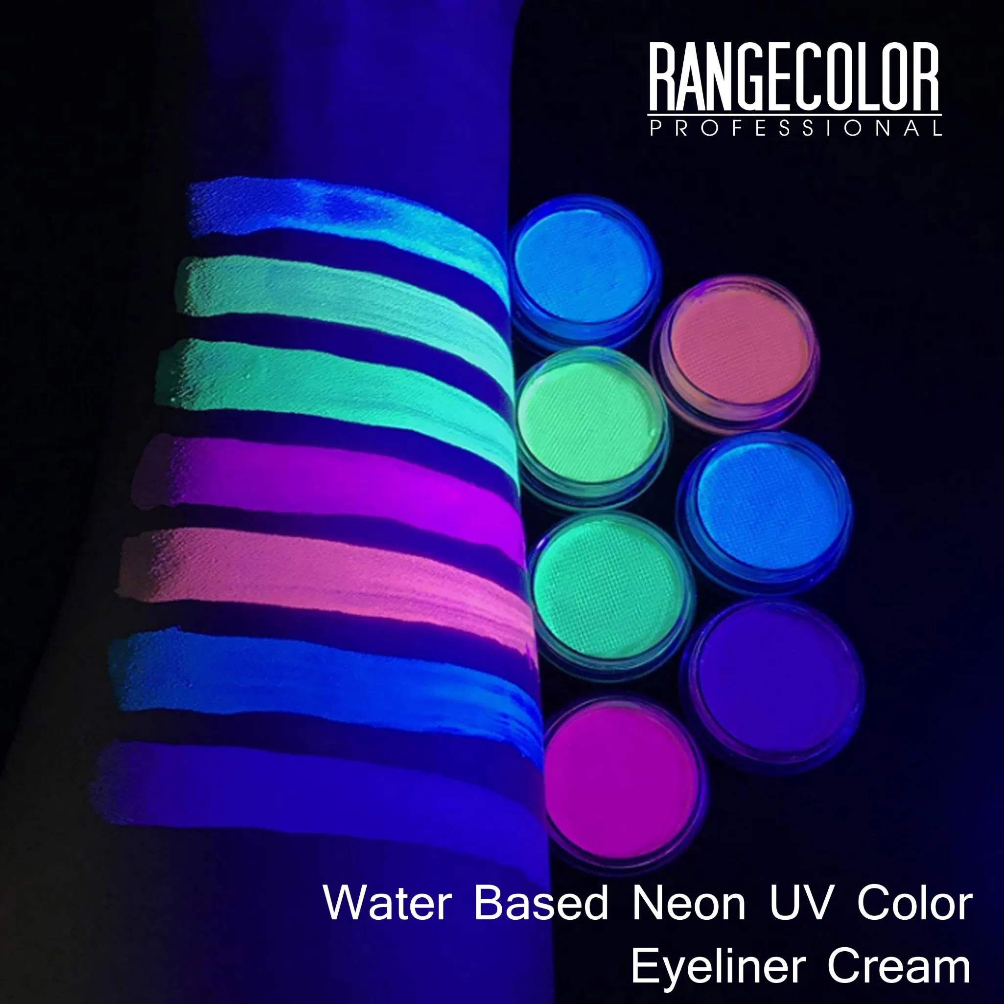 Longlasting Water Based Makeup Neon UV Color Eyeliner Cream, Easy Apply and Wash off Water Active Fluorescent Paint