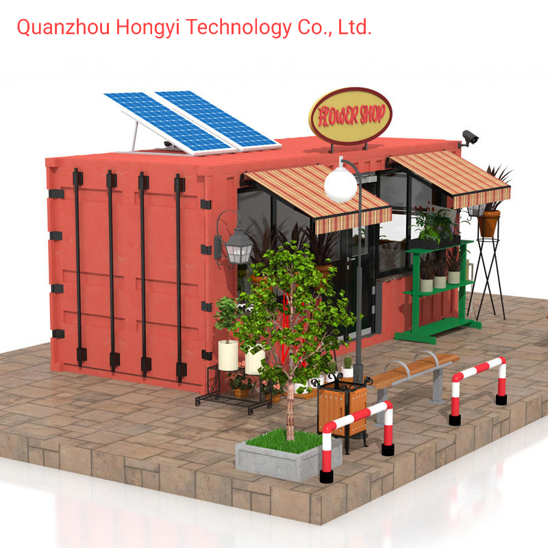High Quality Corrugated Container Prefabricated House Mobile Flower Shop Kiosk Cafe