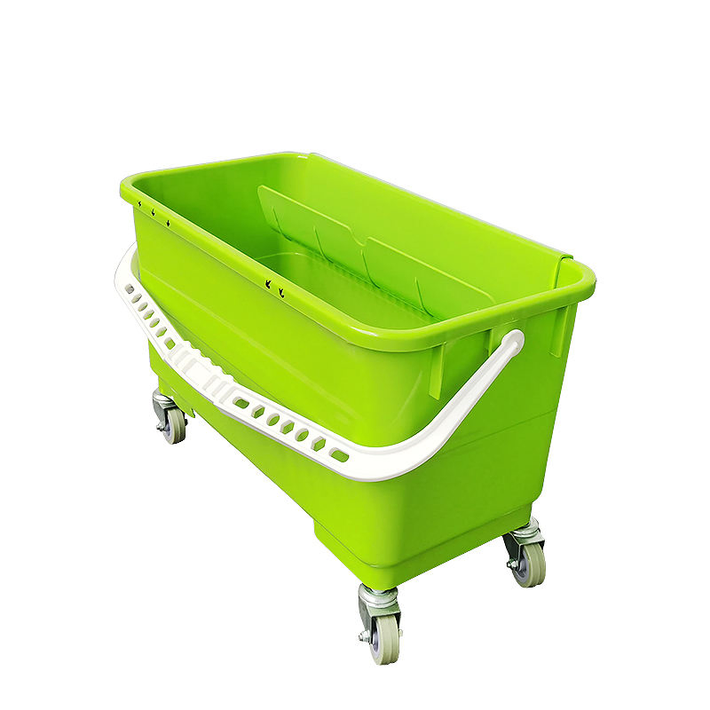 25L New Design Yellow Rectangle Bucket Floor Flat Window Mop Cleaning Bucket with Wheel