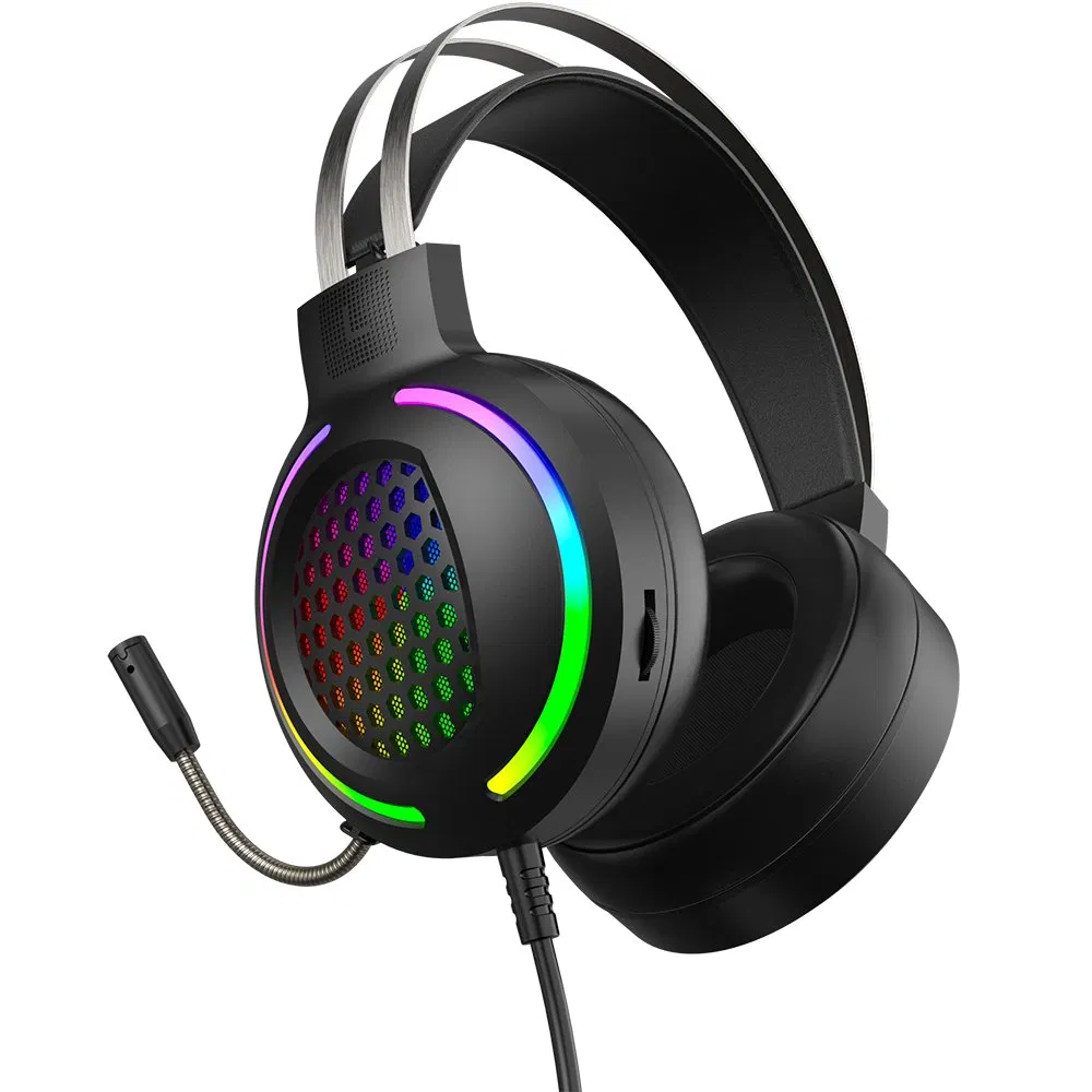 RGB Cool Honeycomb Gaming Headset with Microphone USB 7.1 Colorful Light Gaming Headband Headphones