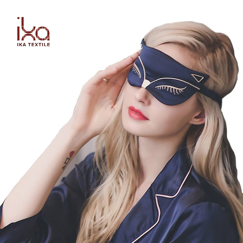 Cute Animal Sleep Eye Mask Sexy Fox Cat Double-Side Smooth Real Silk Eye Shade with Adjustable Strap