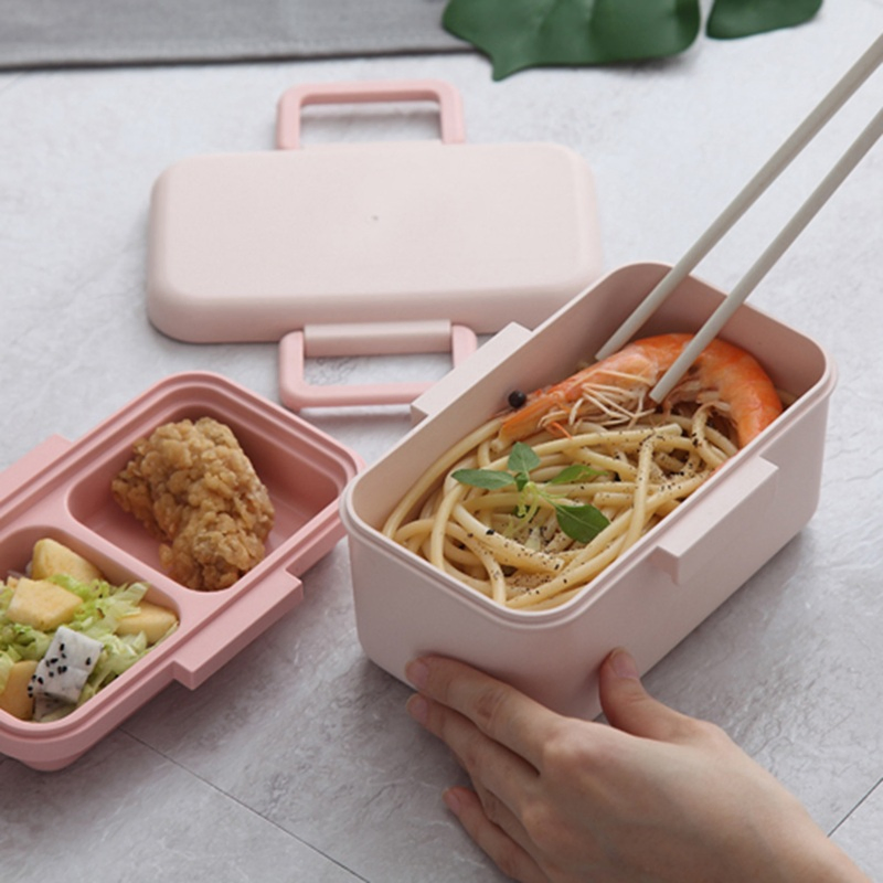 Double-Layer Square Plastic Lunch Box with Leak-Proof Design