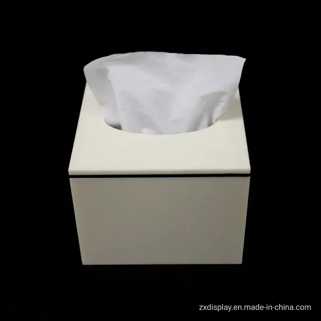 White Luxury Square Acrylic Tissue Box for Paper Rolls and Paper Towels