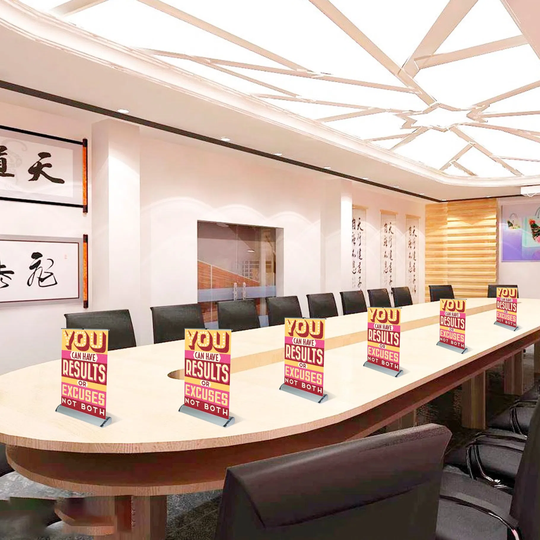 Mini Desk A3 A4 Hand Held Roll up Customized Screen Display Portable Retractable Banner in Stock