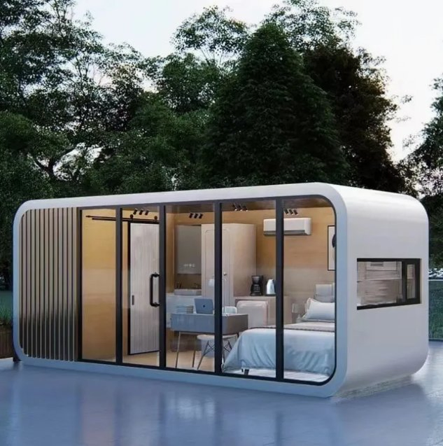 Camp Prefab Capsule Tiny Cabin Mobile Prefabricated Modern Capsule Homes Apple Cabin House