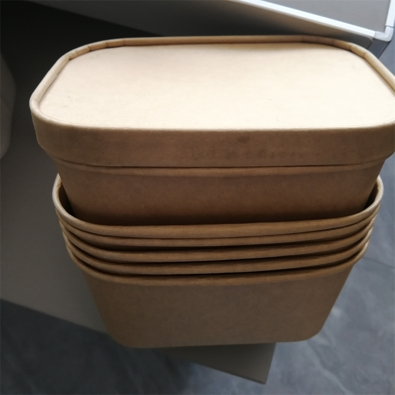 Disposable Kraft Soup Bowl with Lid Hot Soup Food Paper Bowls
