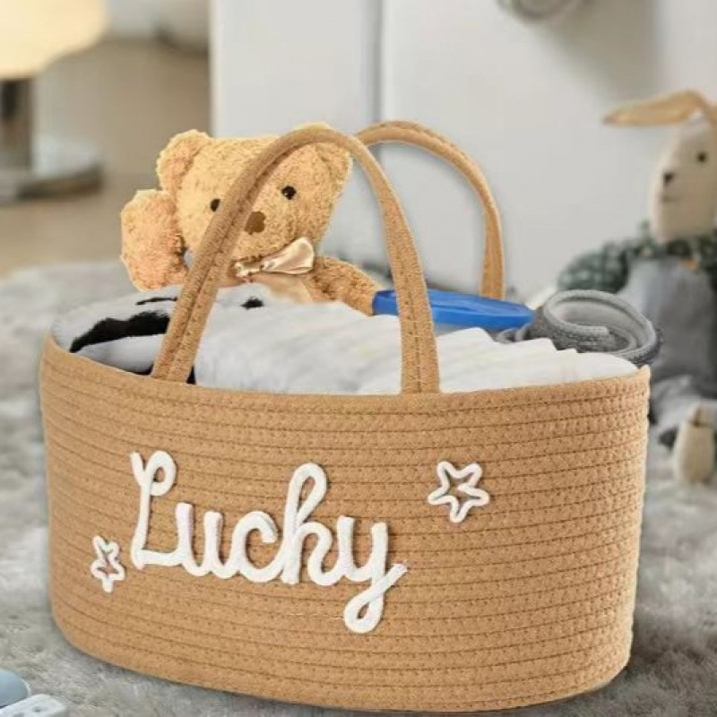 Multi-Functional Cotton Rope Diaper Basket Toy Diaper Caddy Organizer for Baby