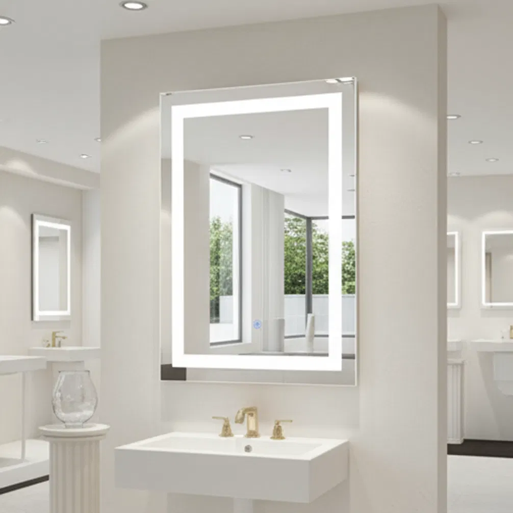 Modern LED Bathroom Mirror with Anti-Fog and Dimming Features