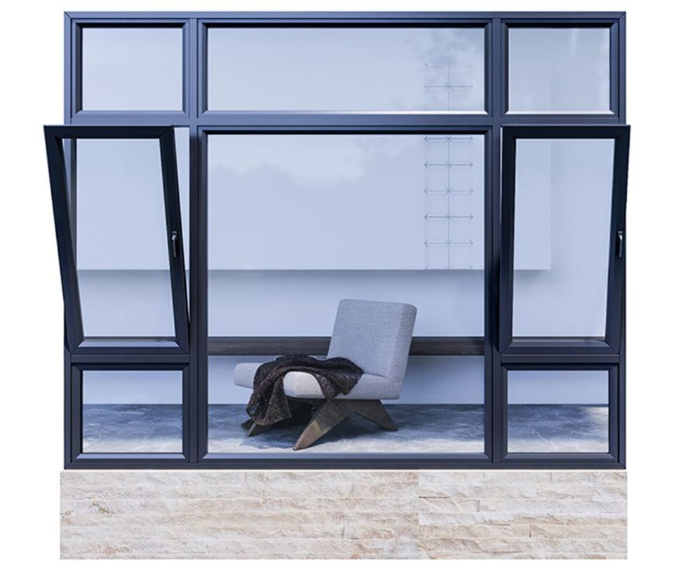 Modern Customdouble Glazed Toughened Glass for Insulation Rain Wind Resistance Aluminium Casement Window