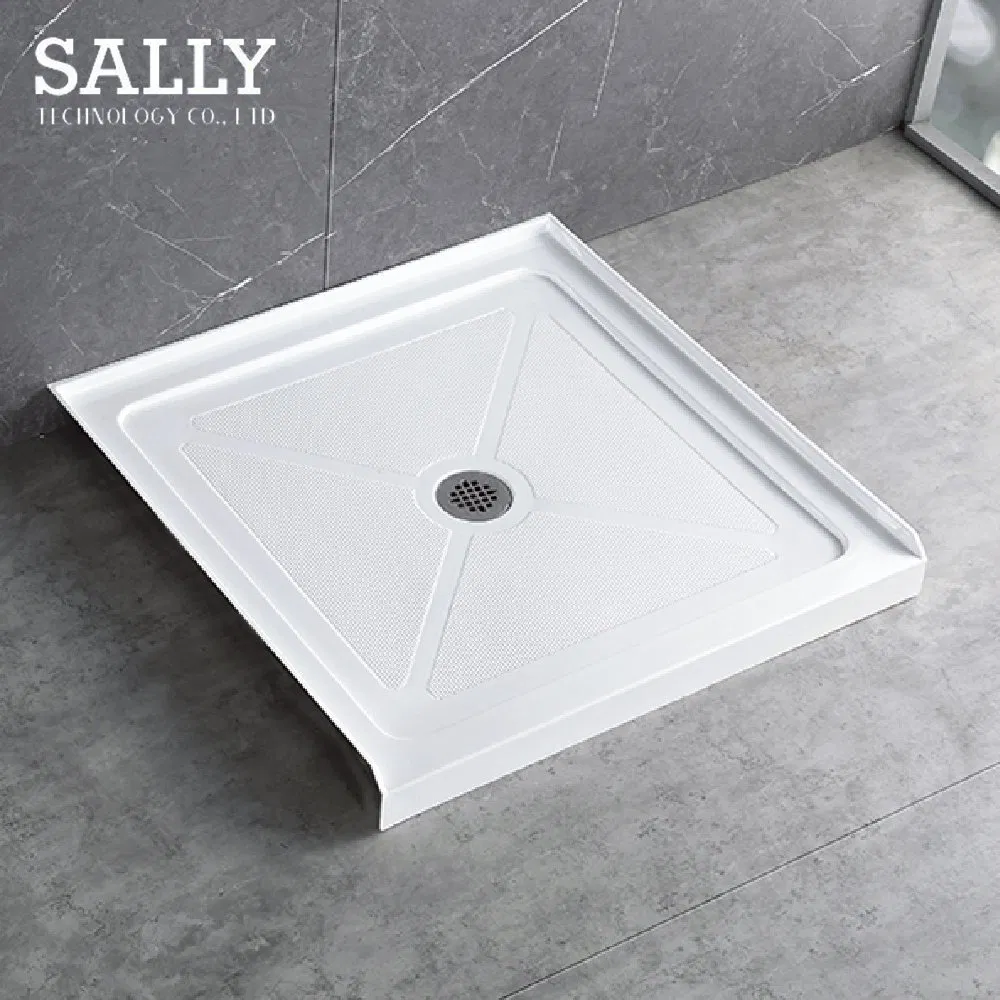 White Acrylic Rectangular Shower Tray with Center Drain 48*34 Inch