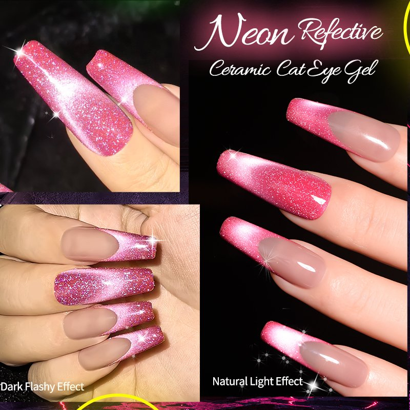 R S Nail Wholesales 8g Neon Reflective Ceramic Cat Eye Gel 12 Colors UV LED Magic Nail Semi Permanent Gel Polish Step Gel