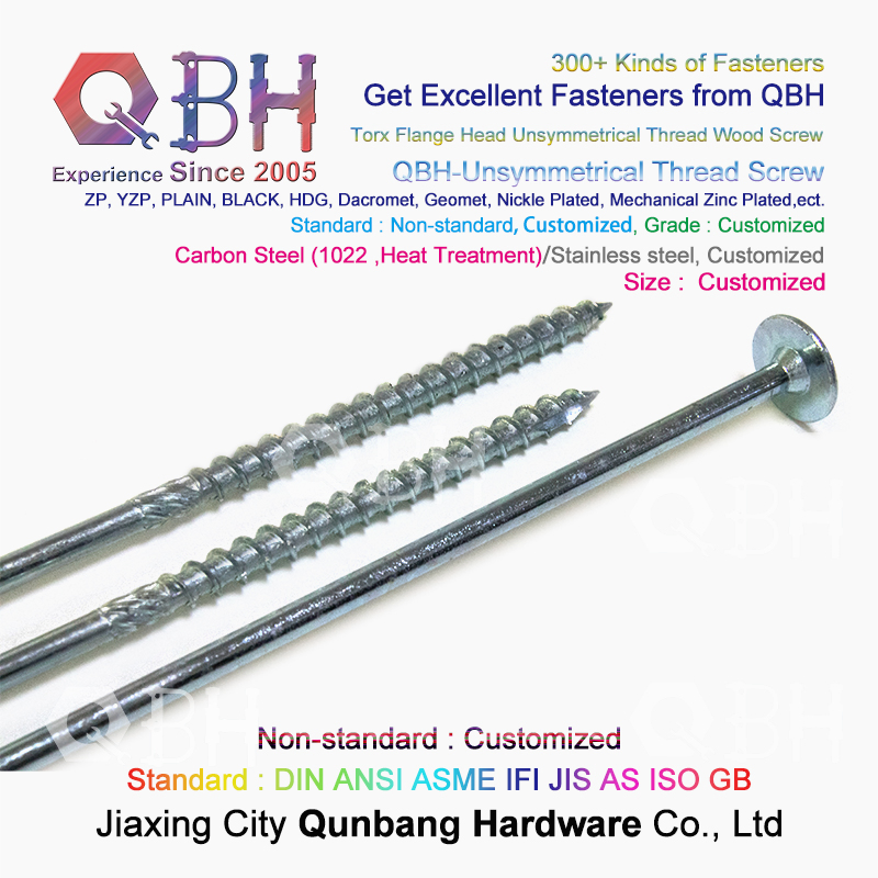 Qbh Customized Knurled Body Torx Flange Round Head Unsymmetrical Thread Furniture Decking Deck Chipboard Cabinet Self Tapping Self-Tapping Wood Screw Nail