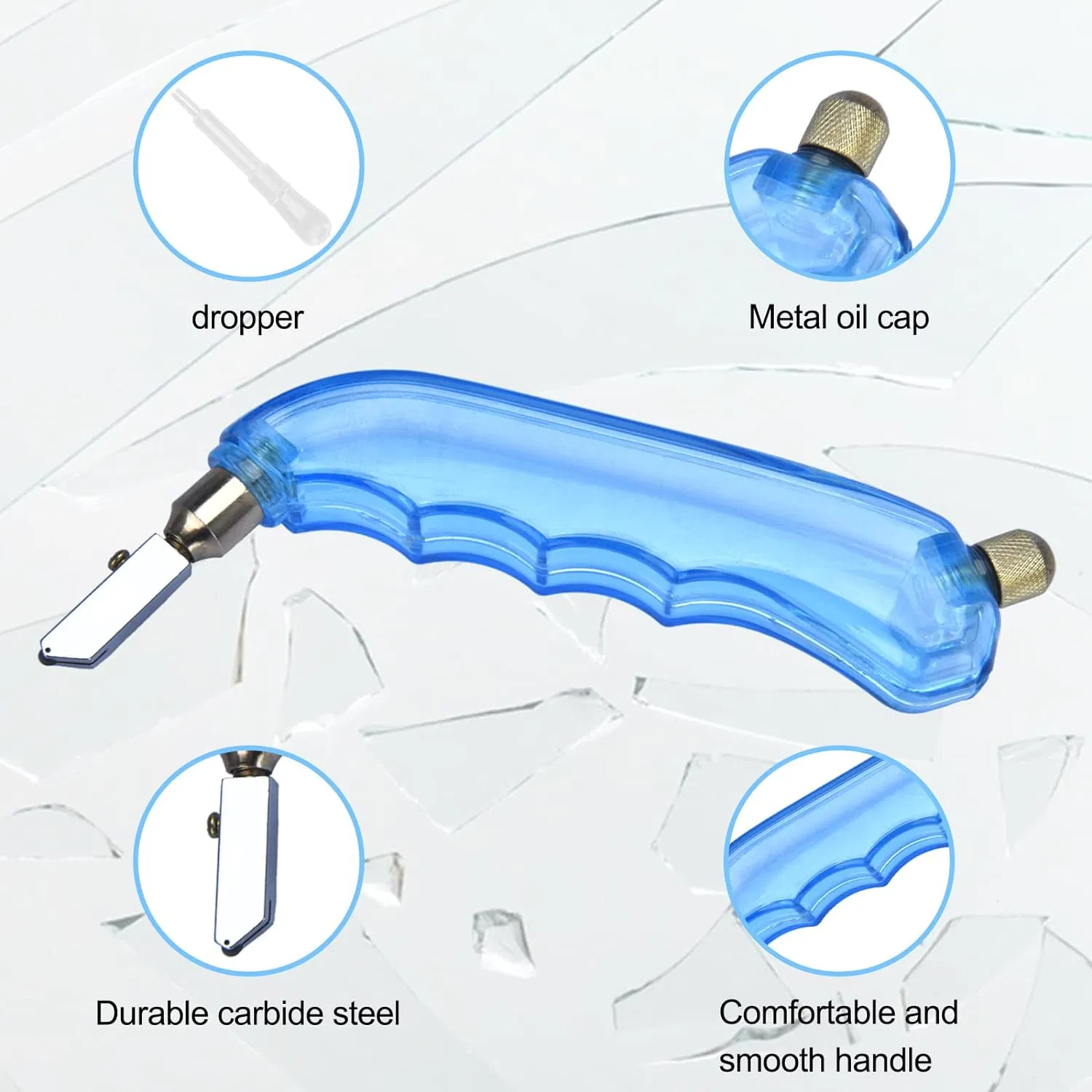 Pistol Grip Oil Feed Glass Cutter Tungsten Carbide Glass Cutting Tool 04028