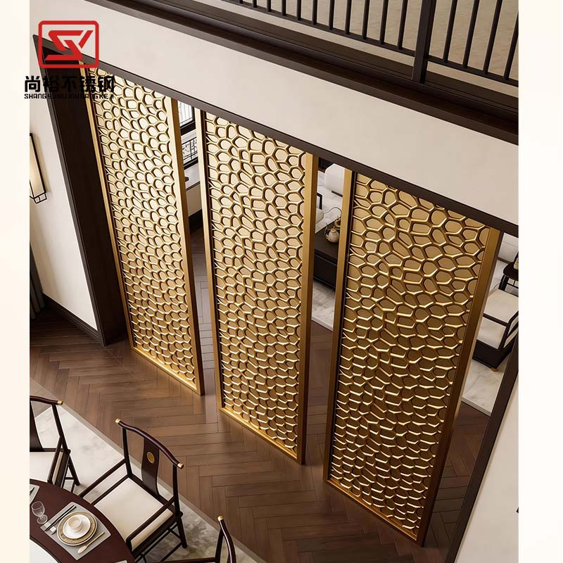 Custom Made Gold Hollow out Living Room Divider Metal Stainless Steel Screen Partition