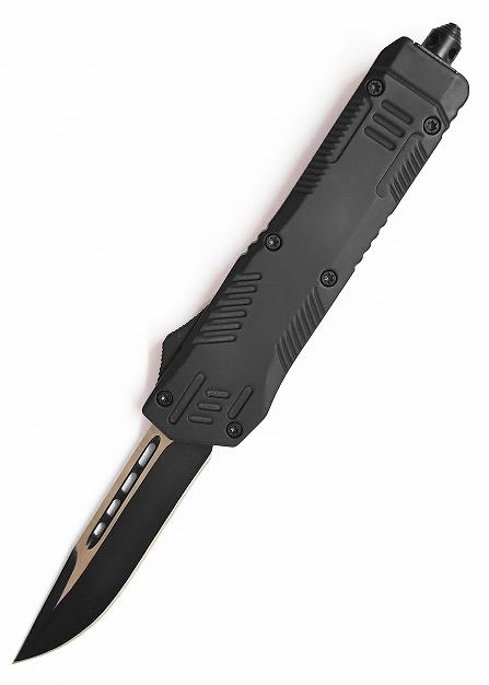 Spaceship Spring Loaded Otf Auto Black Spear Point D/a Sliding Automatic Knife