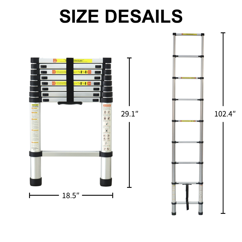 Multifunction Telescoping Extension Ladder Aluminum Collapsible Telescopic Attic Ceiling Ladder Heavy Duty Best Wholesale Price