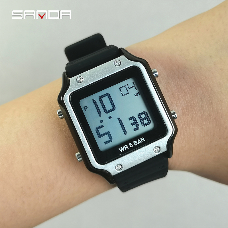 Sanda 2174 Ultra-Thin Sports Waterproof PU Strap Fashion Wrist Digital Watch