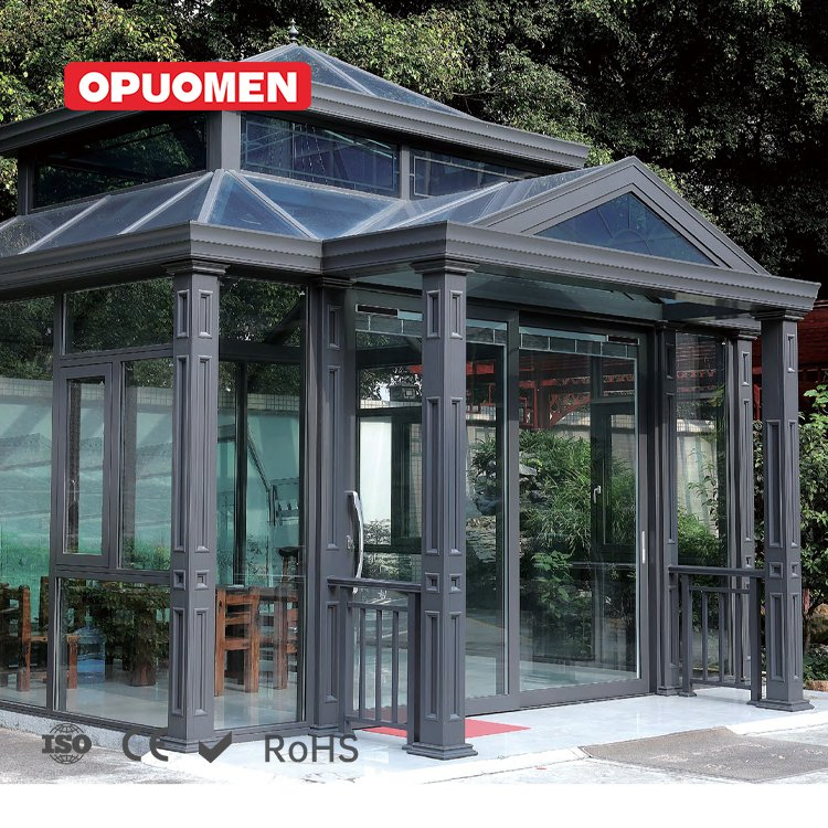 Opuomen Triangle Roof Outdoor Aluminum Solarium Sunrooms Glass House
