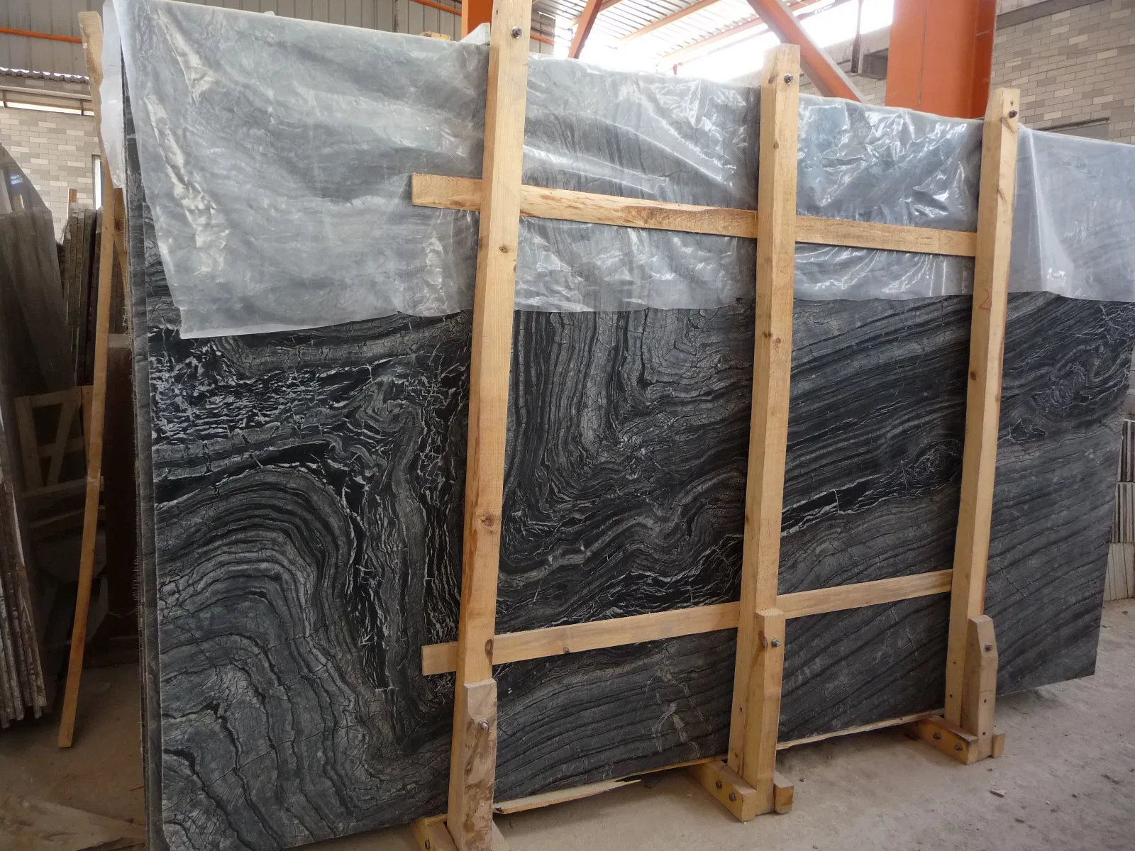 Silver/Wave Zebra Black Marble/Slabs 3/4" Polished Stone Wall Panel/Cladding/Facade Tile
