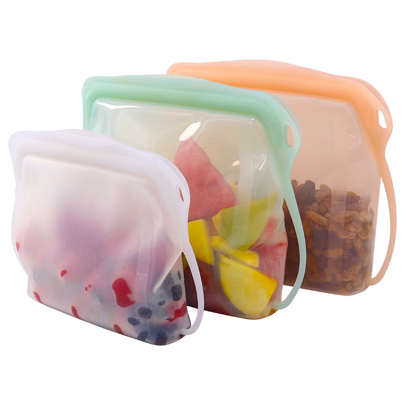 1000ml 500 Ml Reusable Silicone Zip Lock Zipper Freezer Bag for Food/Fruits/Vegetables/Sandwich