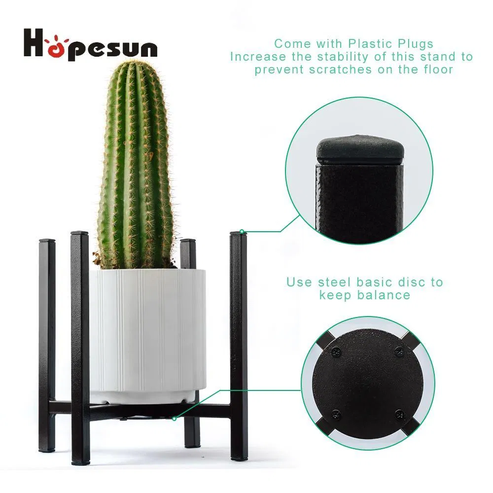 Plant Stand Indoor Use, MID Century Modern Metal Pot Plant Stand-Black