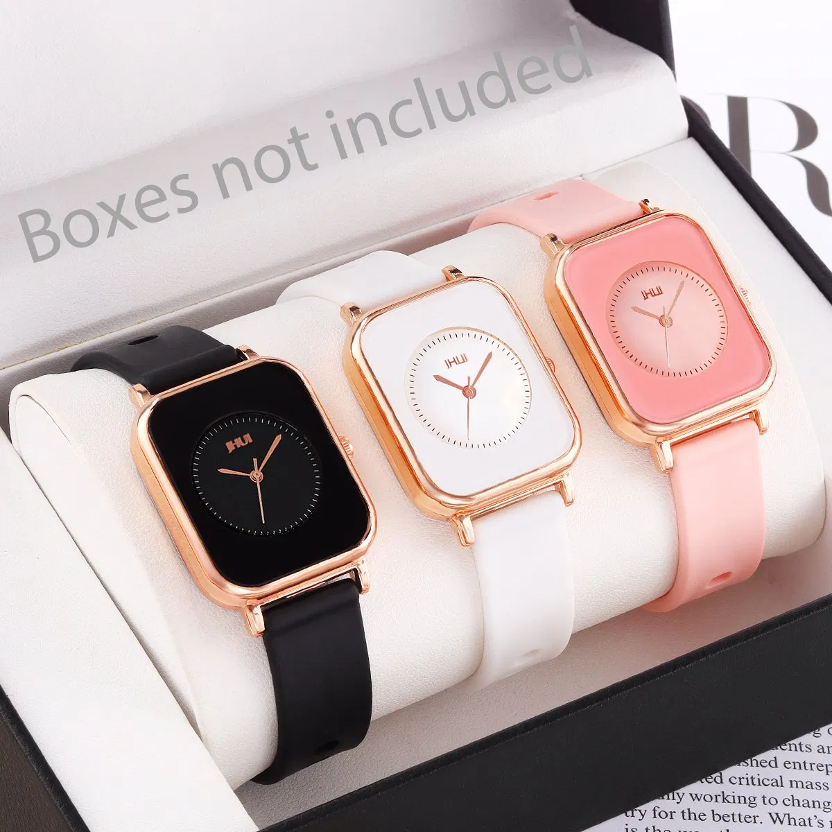 Women's Three-Piece Casual Watch Set Pink Green White