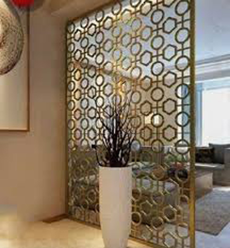 Golden Stainless Steel Decoration Hotel Screen Partition Restaurant Partition Glass Curtain Wall Screen Partition