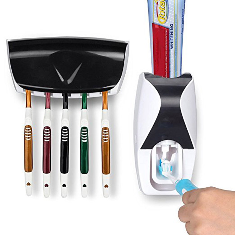 Bathroom Automatic Toothpaste Dispenser Set with 5 Toothbrush Holder B536