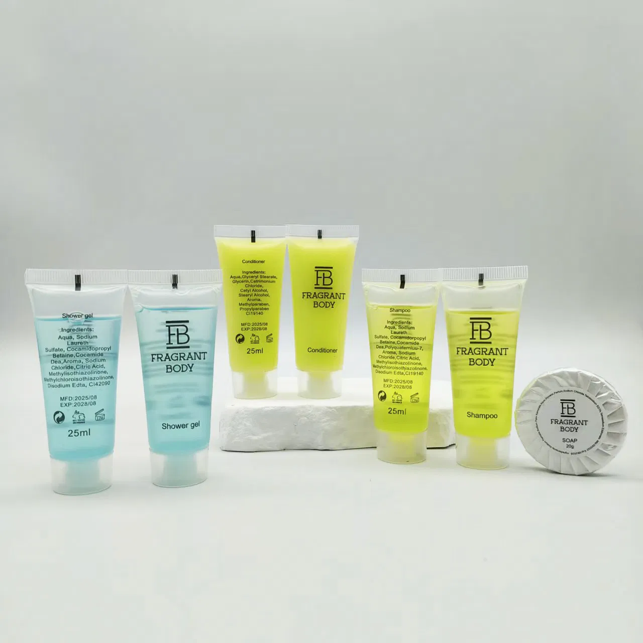 Eco-Friendly Hotel Amenities Travel Toiletry Set Plastic Shampoo Shower Gel Kit